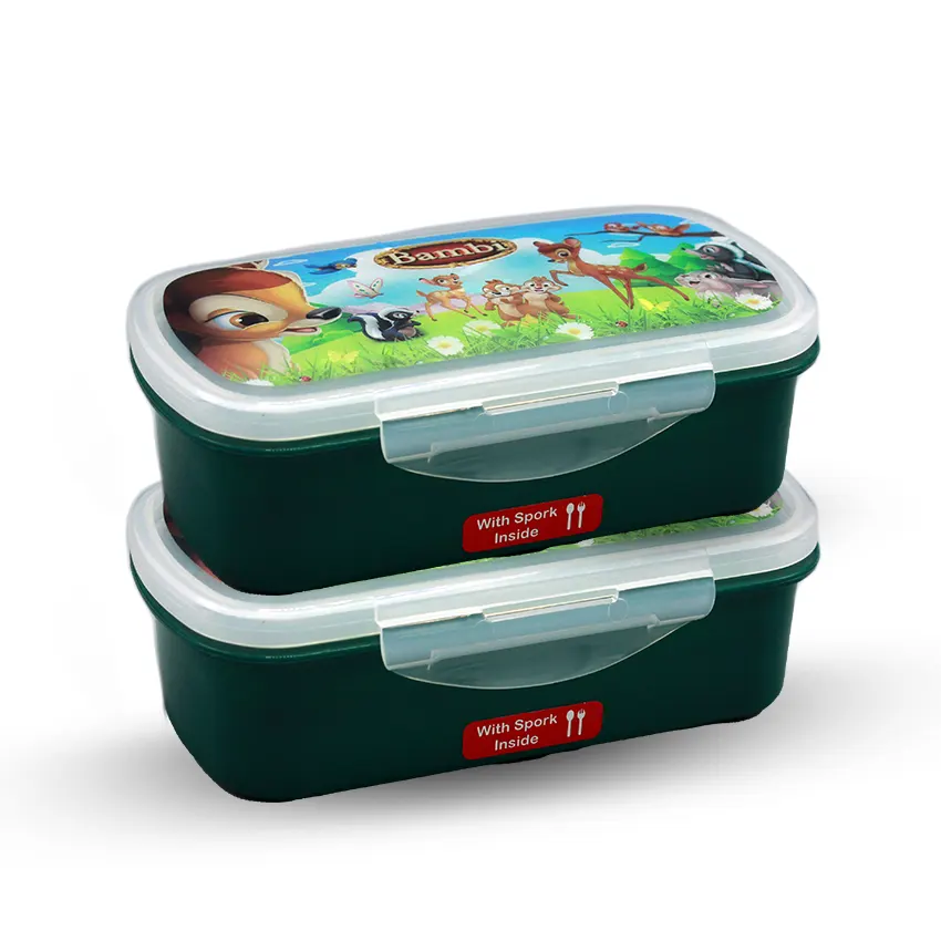 Bento Lunch Box M-1 Pack of 2 - (600ml) With Sticker - Image 3