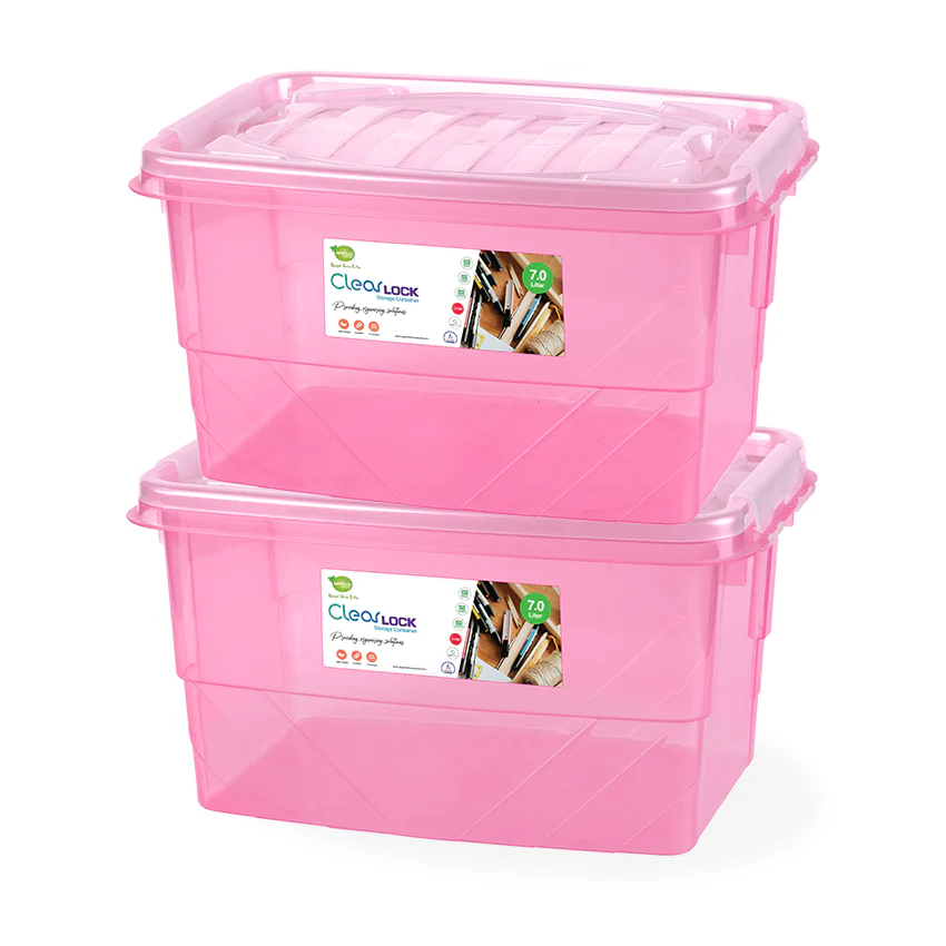Clear Lock Storage Box Pack of 2 Medium - (7Ltr) Transparent - Image 10