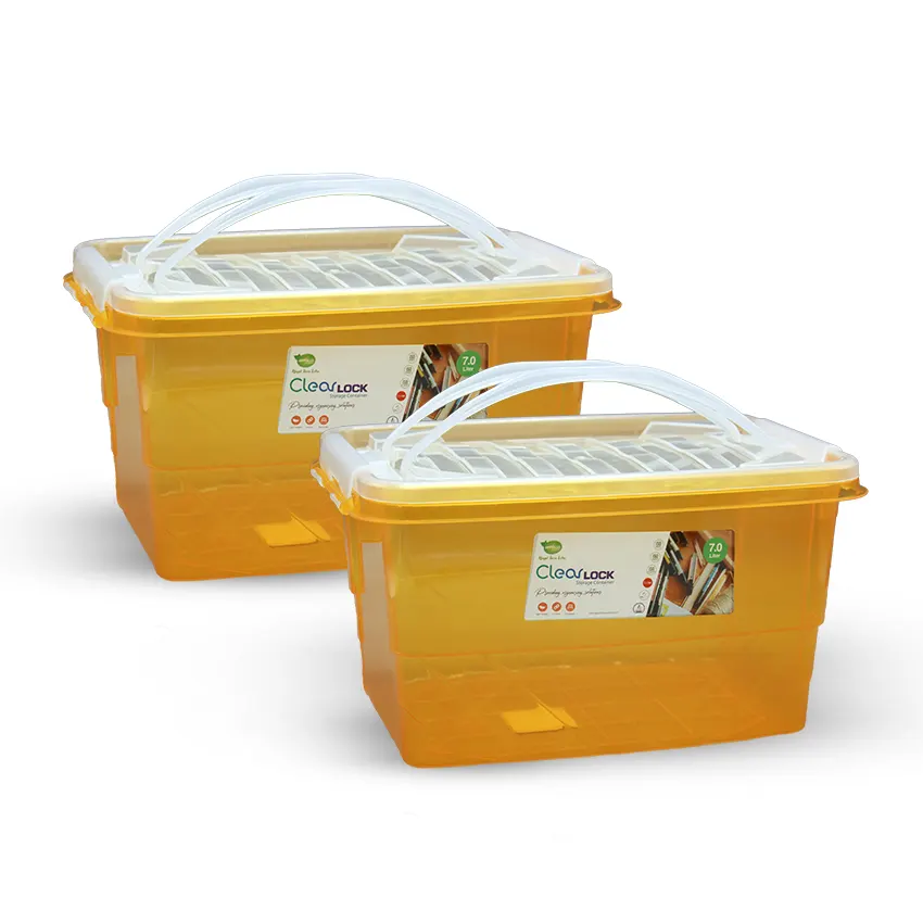Clear Lock Storage Box Pack of 2 Medium - (7Ltr) Transparent - Image 3