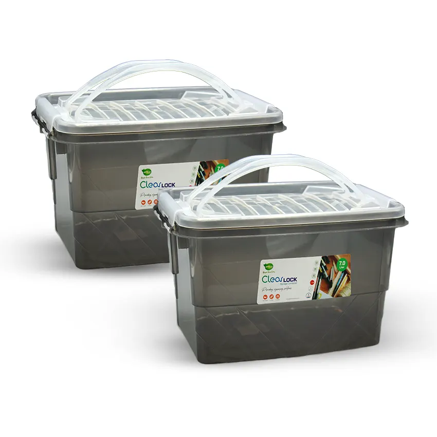 Clear Lock Storage Box Pack of 2 Medium - (7Ltr) Transparent - Image 4