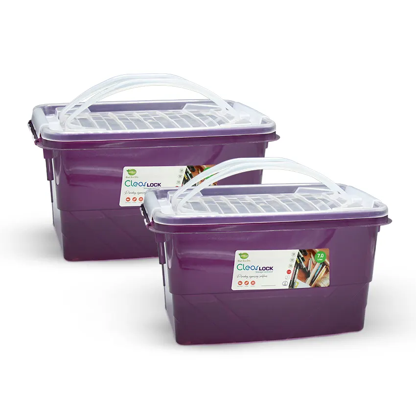 Clear Lock Storage Box Pack of 2 Medium - (7Ltr) Transparent - Image 5