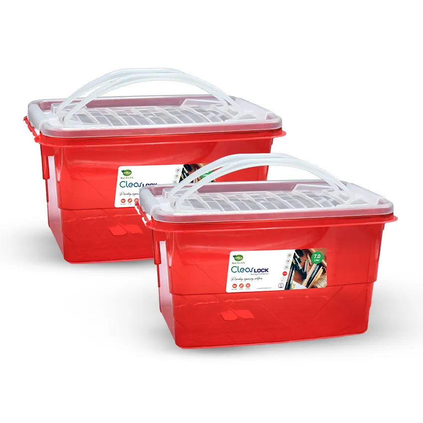 Clear Lock Storage Box Pack of 2 Medium - (7Ltr) Transparent - Image 6