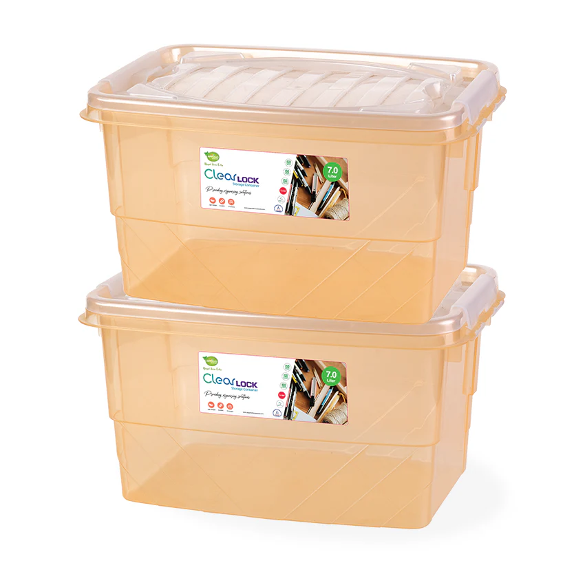 Clear Lock Storage Box Pack of 2 Medium - (7Ltr) Transparent - Image 7