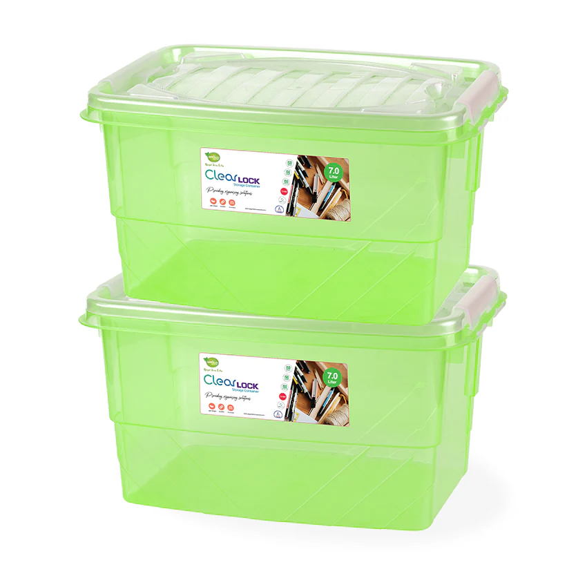 Clear Lock Storage Box Pack of 2 Medium - (7Ltr) Transparent - Image 8