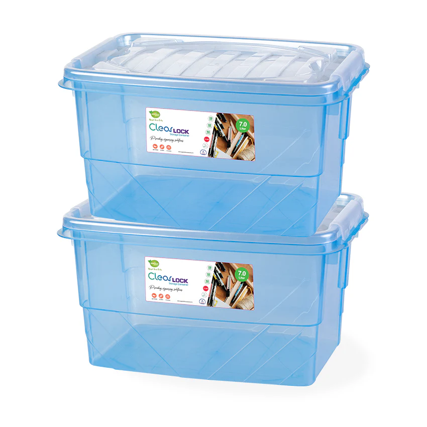 Clear Lock Storage Box Pack of 2 Medium - (7Ltr) Transparent - Image 9