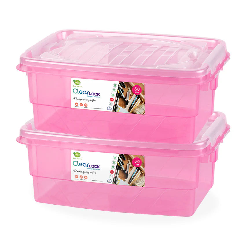 Clear Lock Storage Box Pack of 2 Small - (5Ltr) Transparent - Image 10
