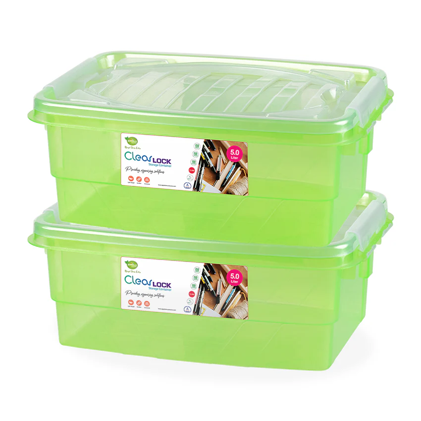 Clear Lock Storage Box Pack of 2 Small - (5Ltr) Transparent - Image 12