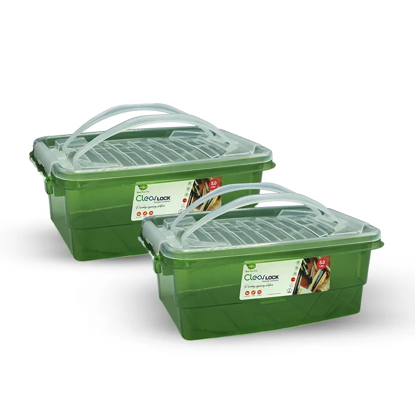 Clear Lock Storage Box Pack of 2 Small - (5Ltr) Transparent - Image 7