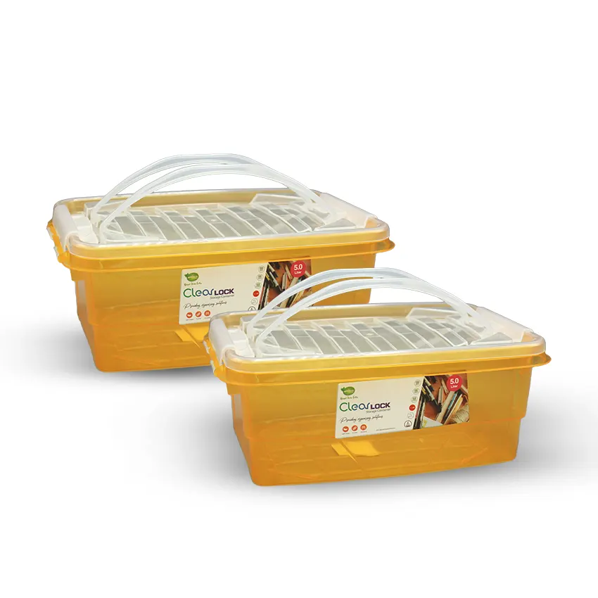 Clear Lock Storage Box Pack of 2 Small - (5Ltr) Transparent - Image 8