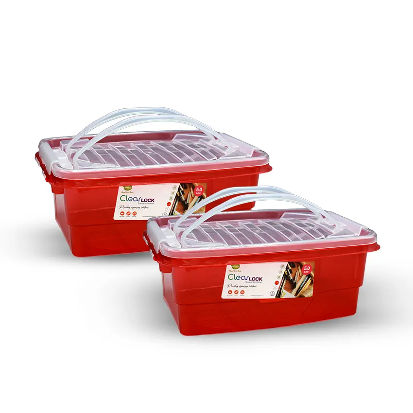Clear Lock Storage Box Pack of 2 Small - (5Ltr) Transparent - Image 9
