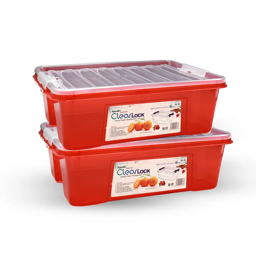 Clear Lock Storage Box Pack of 2 Large - (10Ltr) Transparent - Image 4