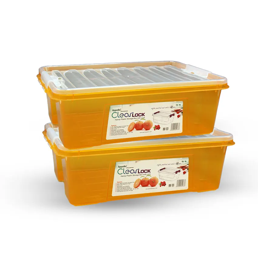 Clear Lock Storage Box Pack of 2 Large - (10Ltr) Transparent - Image 8